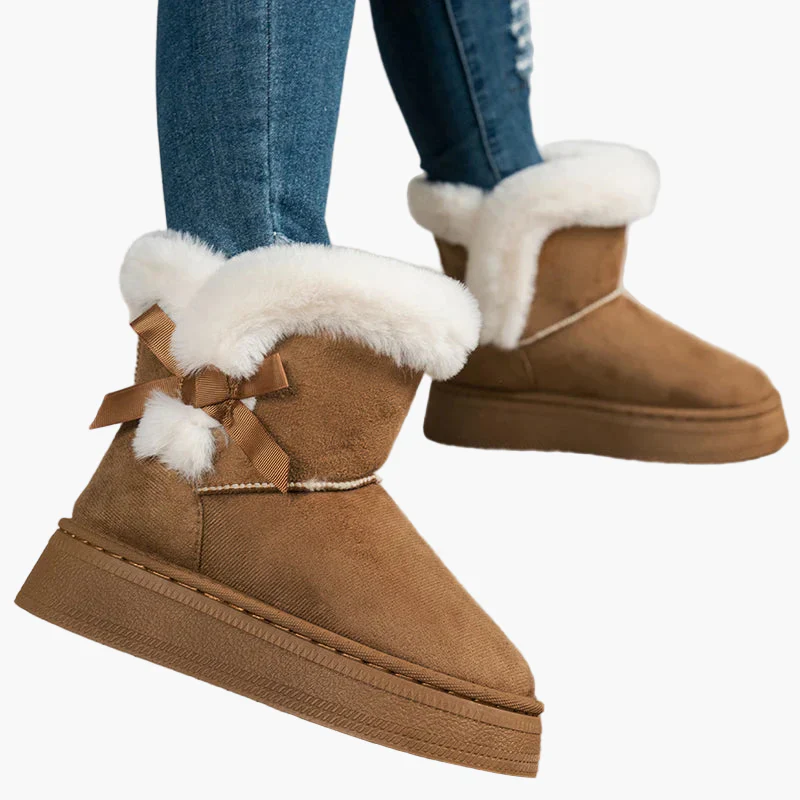 Bottes d'hiver femme style décontracté avec doublure chaude et nœud décoratif - Image 4