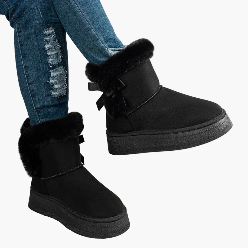 Bottes d'hiver femme style décontracté avec doublure chaude et nœud décoratif - Image 5