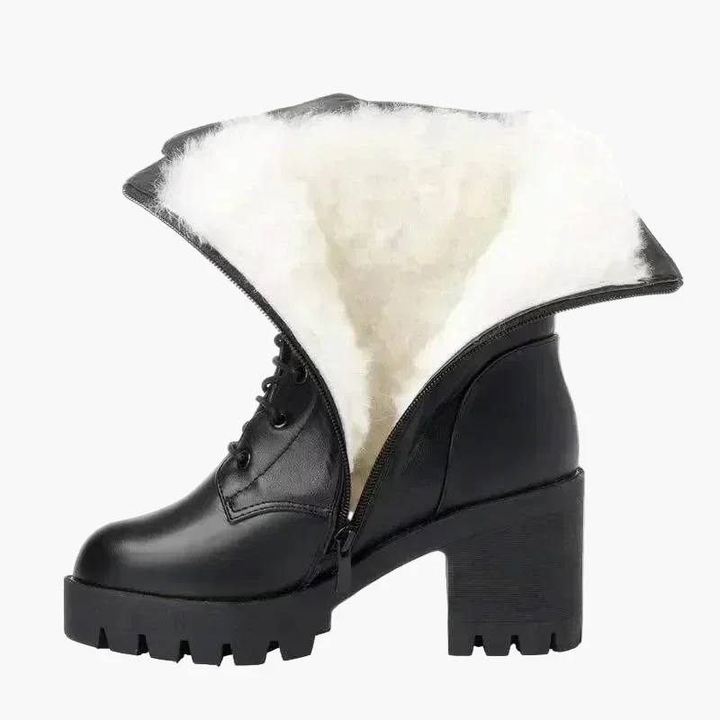 Bottes d'hiver femme à talon bloc style militaire avec doublure chaude - Image 5