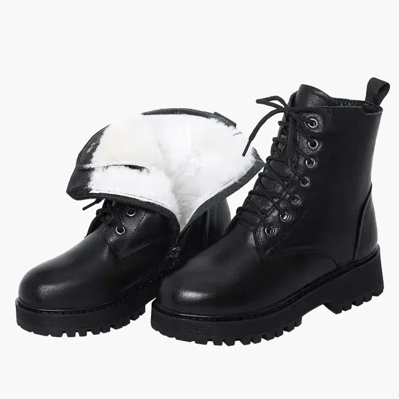 Bottes d'hiver femme à talon bloc style militaire avec doublure chaude - Image 6