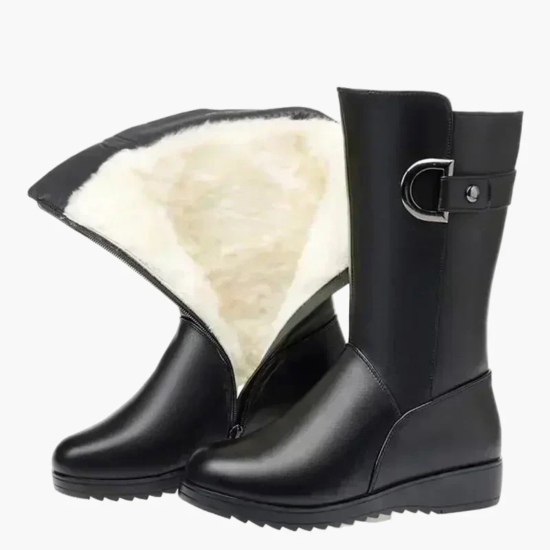 Bottes d'hiver femme à talon bloc style militaire avec doublure chaude - Image 7