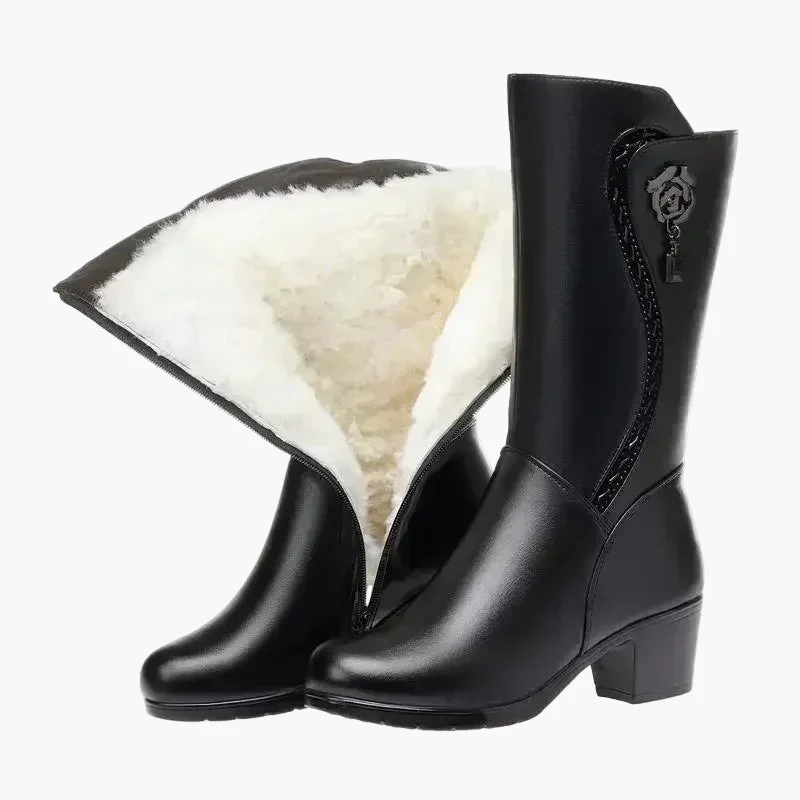 Bottes d'hiver femme à talon bloc style militaire avec doublure chaude - Image 8