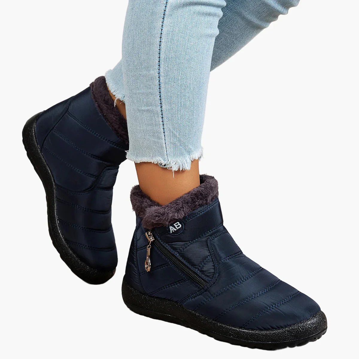 Bottes d'hiver imperméables pour femme style décontracté avec doublure chaude et fermeture éclair - Image 2