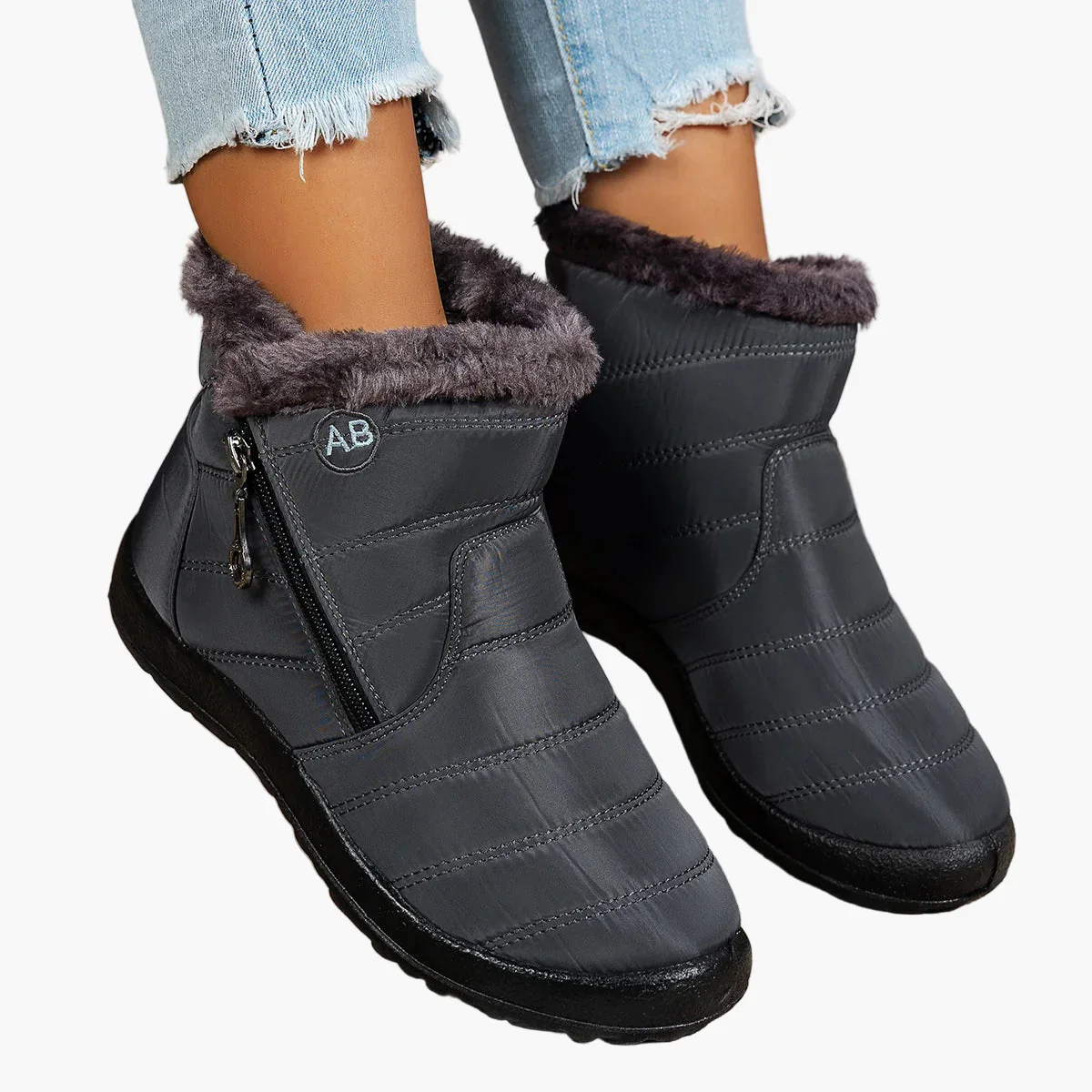 Bottes d'hiver imperméables pour femme style décontracté avec doublure chaude et fermeture éclair - Image 4