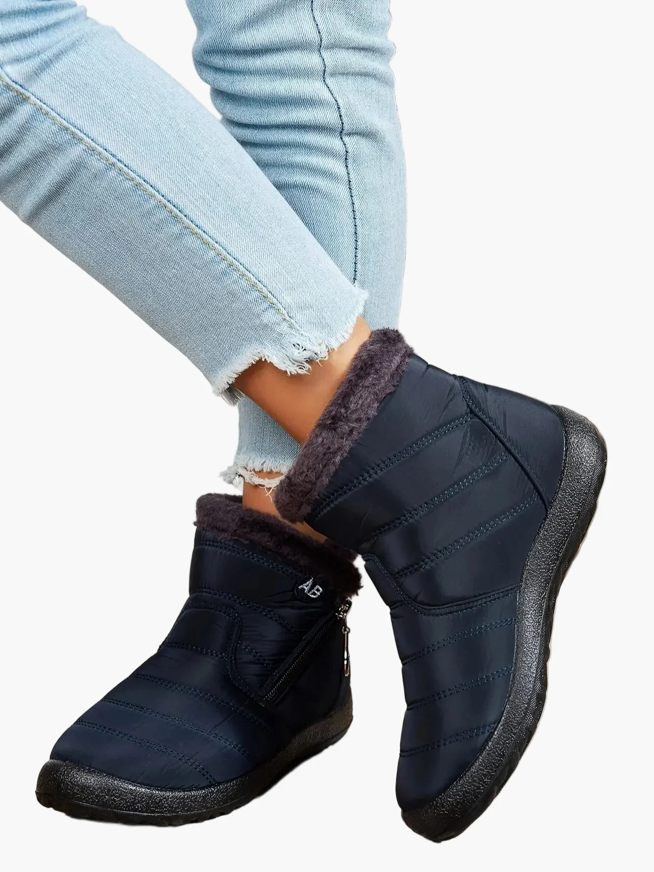 Bottes d'hiver imperméables pour femme style décontracté avec doublure chaude et fermeture éclair - Image 6