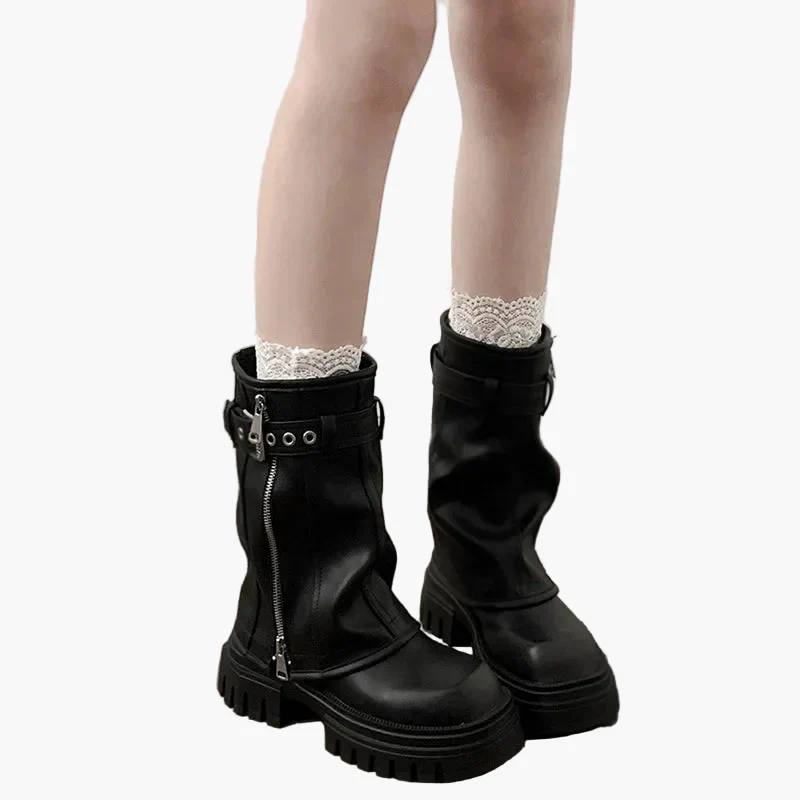 Bottes à plateforme style urbain pour femme, look tendance et décontracté - Image 2