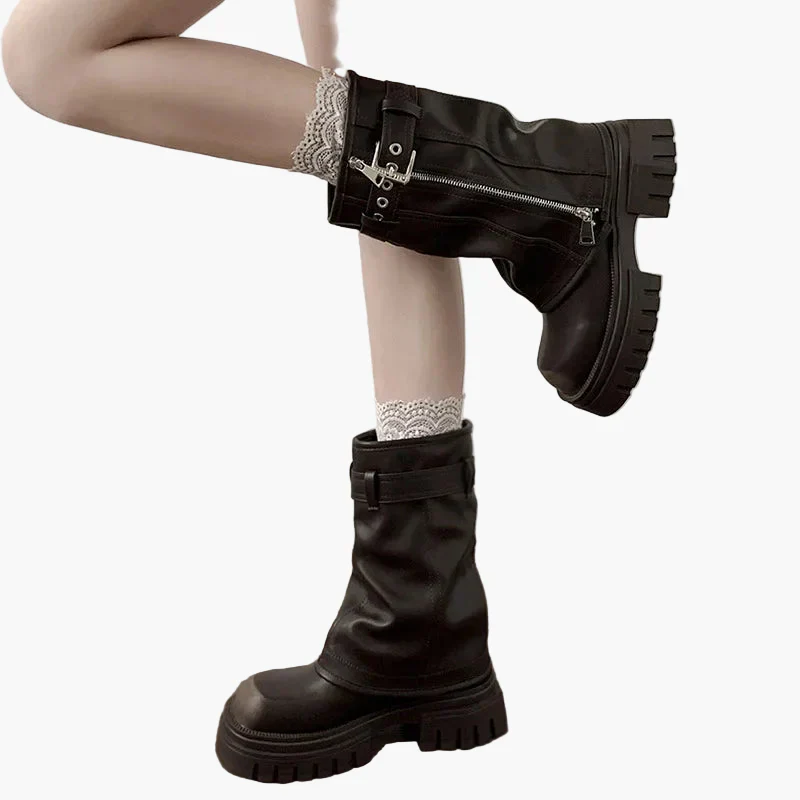 Bottes à plateforme style urbain pour femme, look tendance et décontracté - Image 3