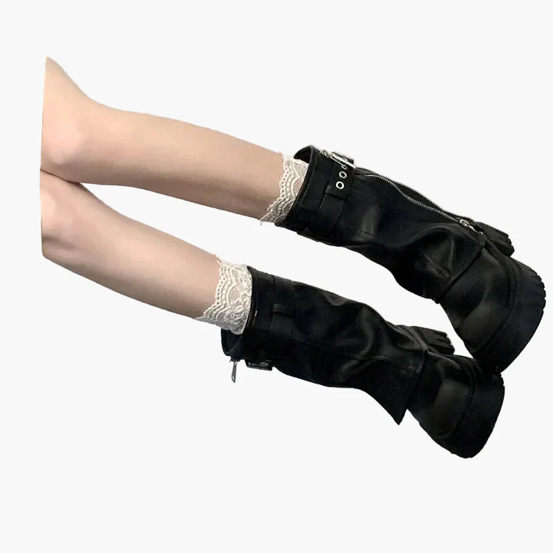Bottes à plateforme style urbain pour femme, look tendance et décontracté - Image 4