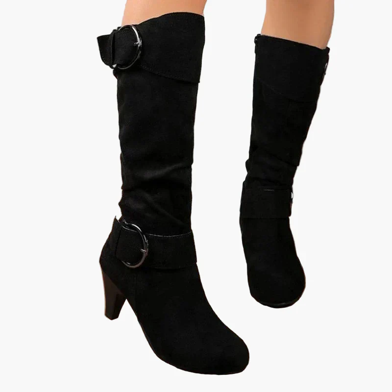 Bottes à talon mi-mollet femme style chic avec boucle – Idéales pour l'automne et l'hiver - Image 4