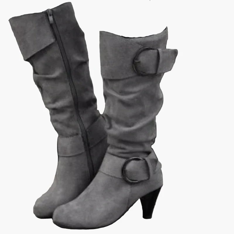 Bottes à talon mi-mollet femme style chic avec boucle – Idéales pour l'automne et l'hiver - Image 5