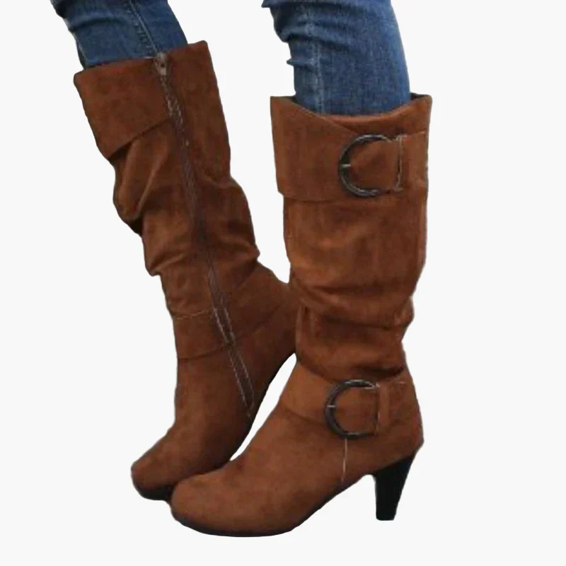 Bottes à talon mi-mollet femme style chic avec boucle – Idéales pour l'automne et l'hiver - Image 6