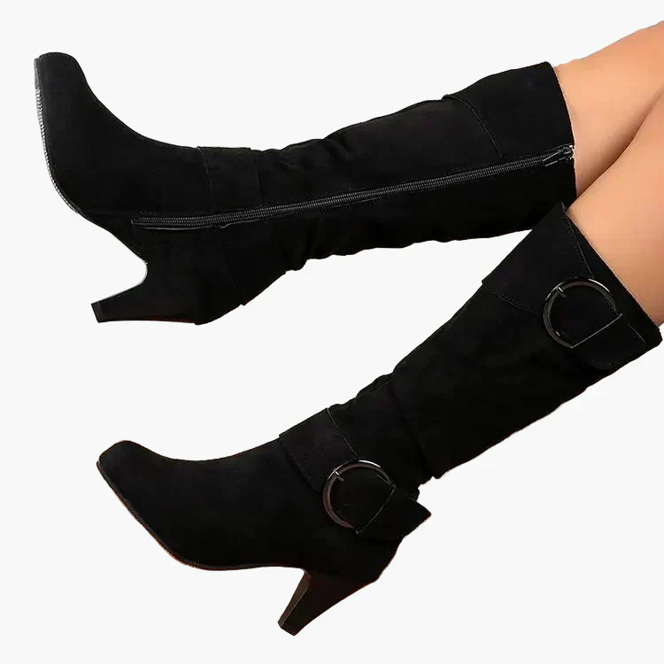 Bottes à talon mi-mollet femme style chic avec boucle – Idéales pour l'automne et l'hiver - Image 7