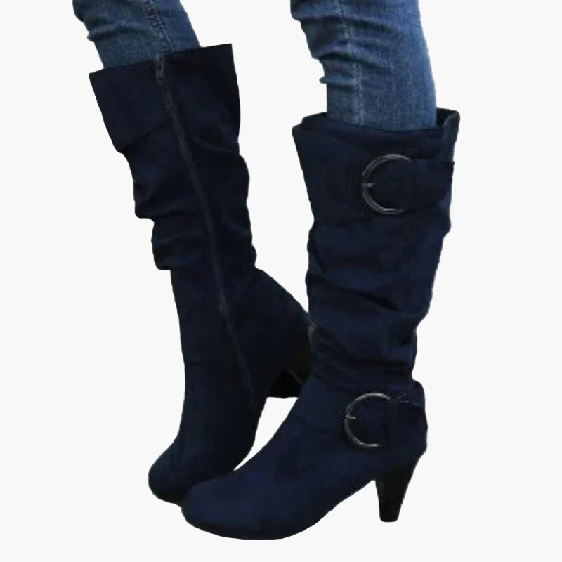 Bottes à talon mi-mollet femme style chic avec boucle – Idéales pour l'automne et l'hiver - Image 8