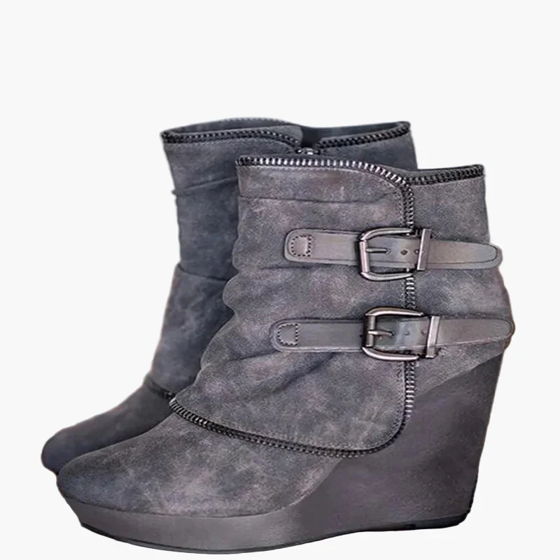 Bottines compensées à boucles femme style décontracté urbain - Image 3