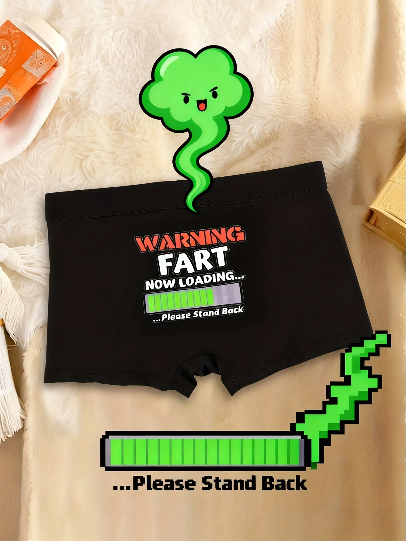 Boxer humoristique homme - Sous-vêtement amusant "Warning: Fart Now Loading" style geek - Idée cadeau drôle - Image 2