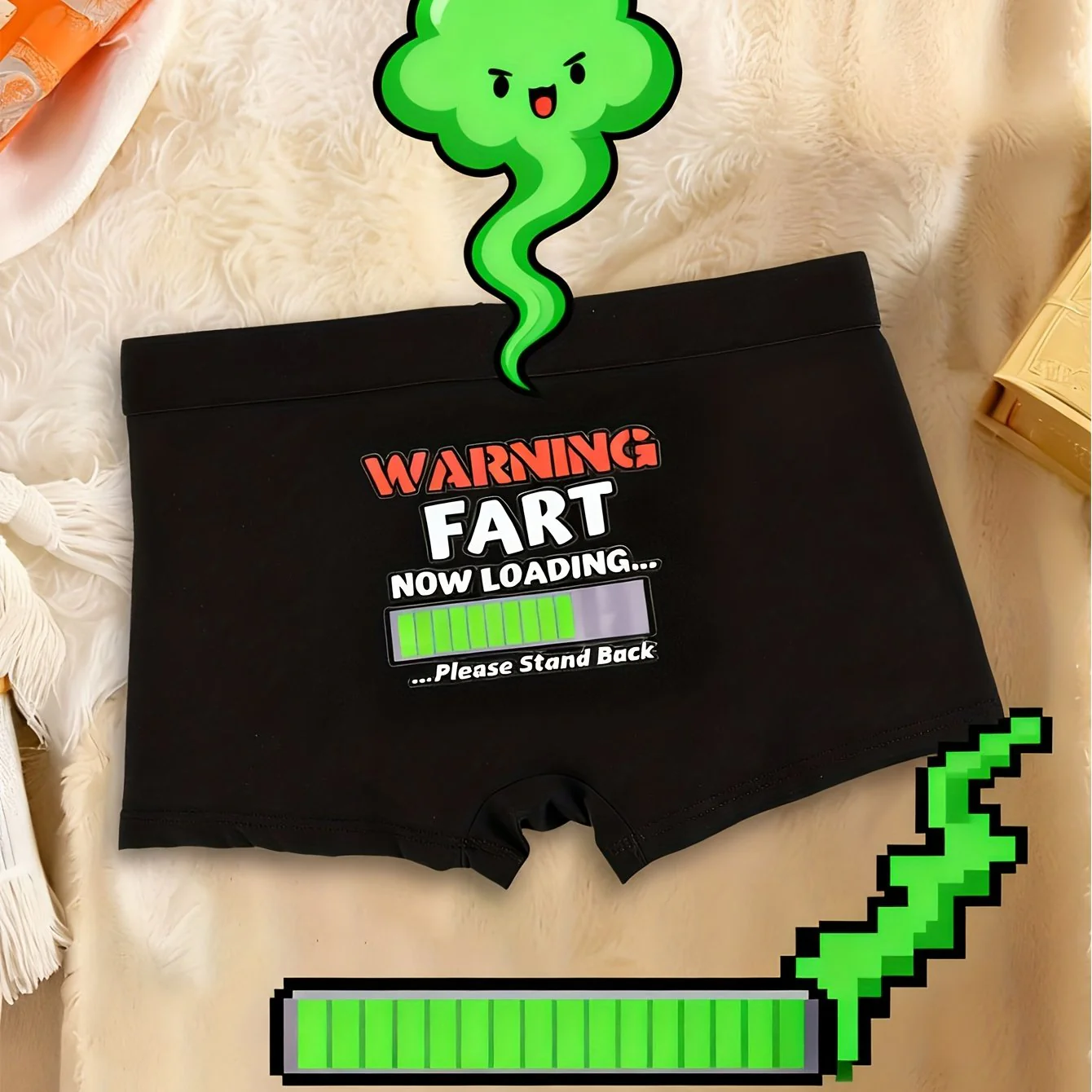 Boxer humoristique homme - Sous-vêtement amusant "Warning: Fart Now Loading" style geek - Idée cadeau drôle - Image 9
