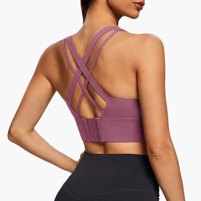 Brassière de sport femme push-up maintien élevé dos croisé fitness yoga - Image 11