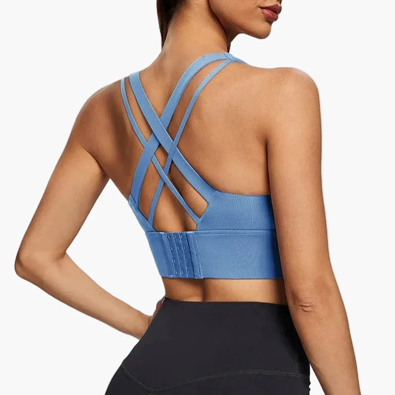 Brassière de sport femme push-up maintien élevé dos croisé fitness yoga - Image 12