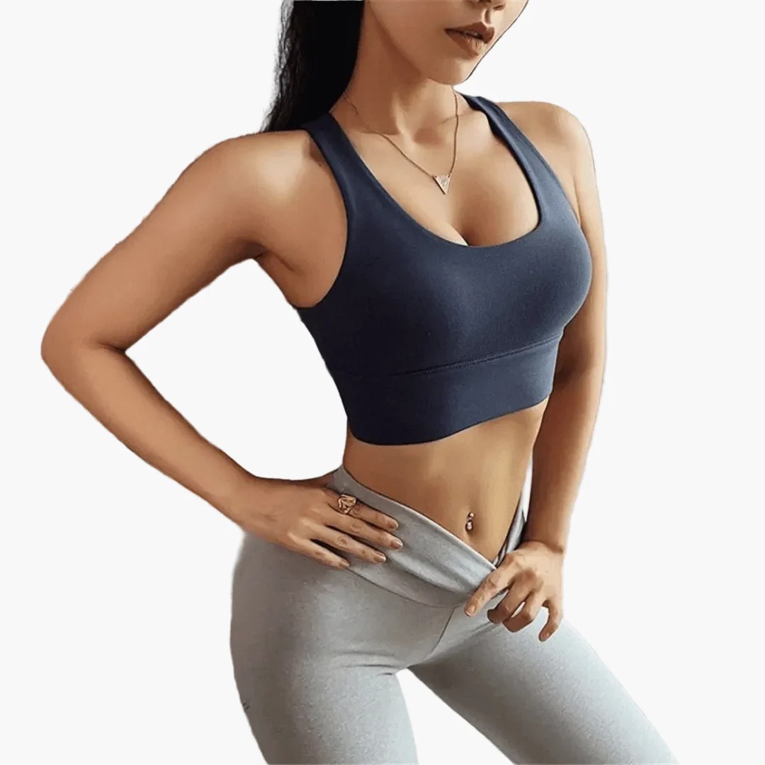 Brassière de sport femme push-up maintien élevé dos croisé fitness yoga - Image 3