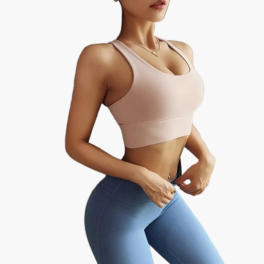 Brassière de sport femme push-up maintien élevé dos croisé fitness yoga - Image 4