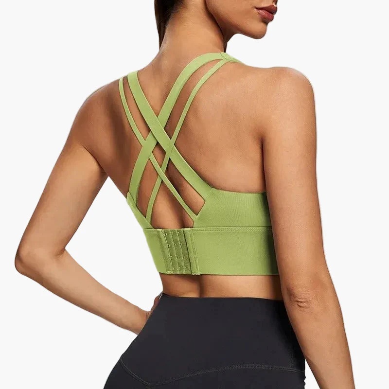 Brassière de sport femme push-up maintien élevé dos croisé fitness yoga - Image 5