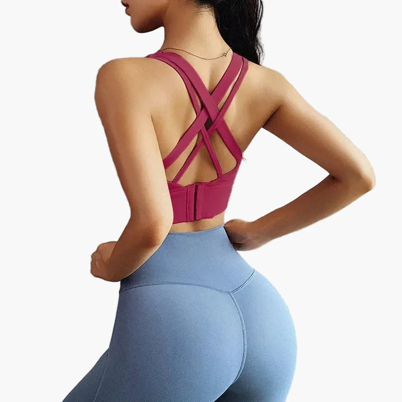 Brassière de sport femme push-up maintien élevé dos croisé fitness yoga - Image 6