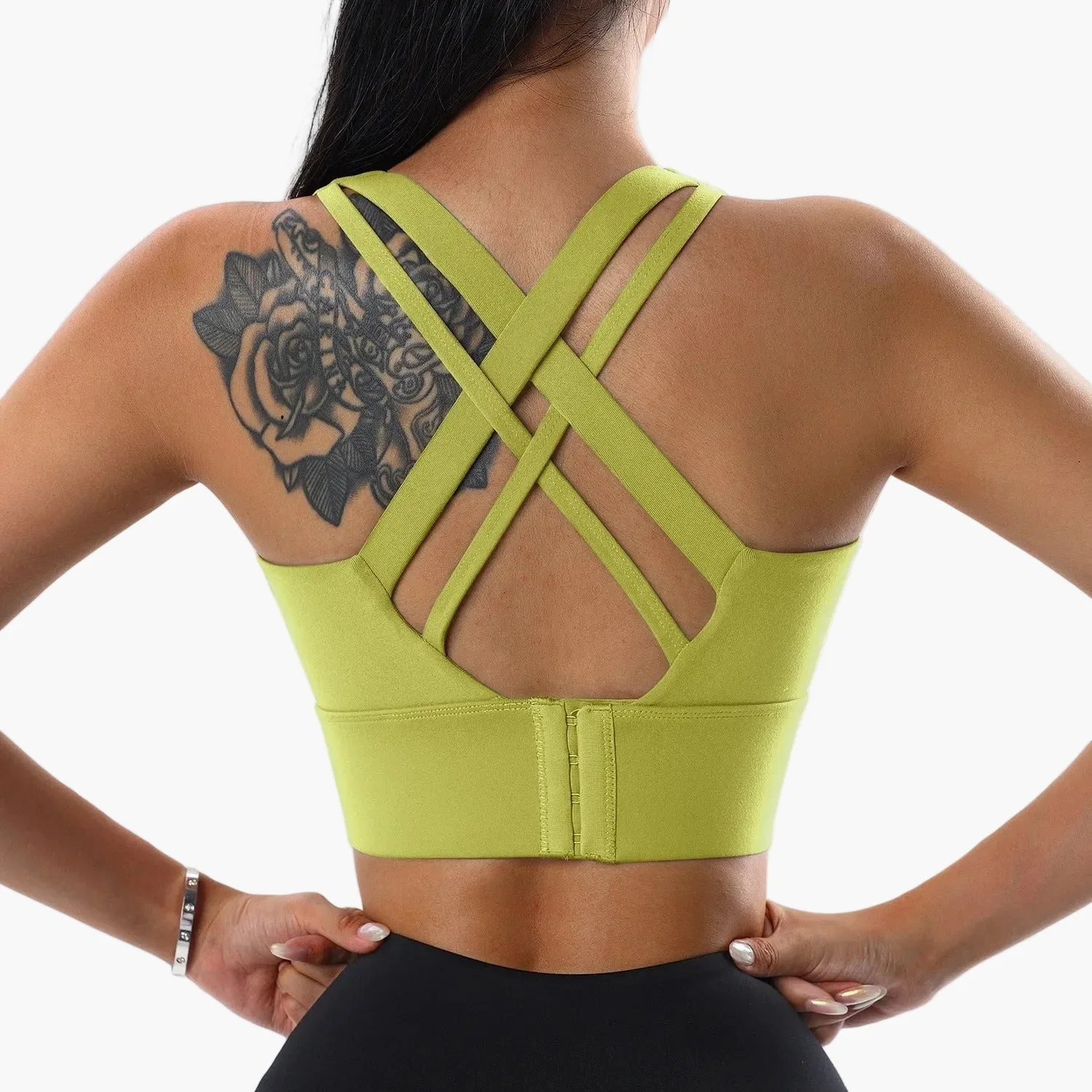 Brassière de sport femme push-up maintien élevé dos croisé fitness yoga - Image 7