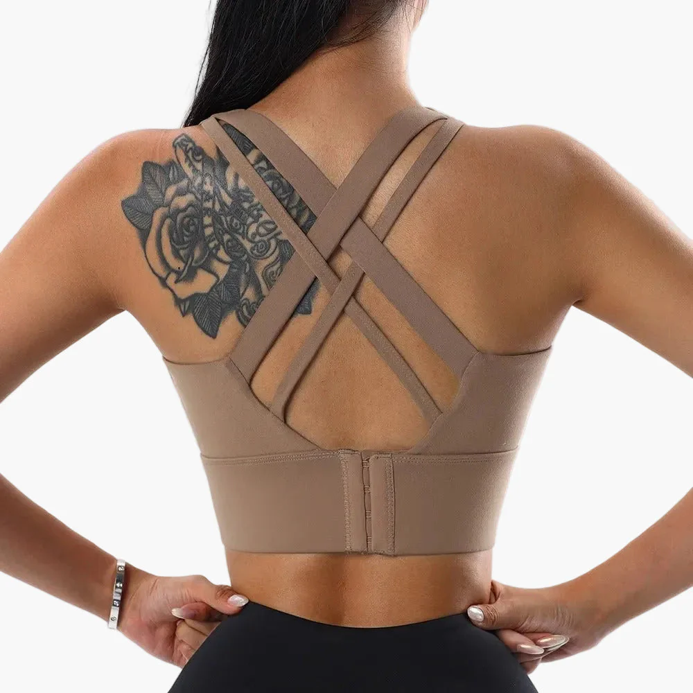 Brassière de sport femme push-up maintien élevé dos croisé fitness yoga - Image 8