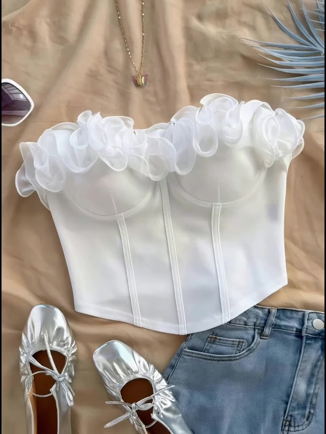 Bustier élégant à volants pour femme, style soirée printemps/été - Image 4
