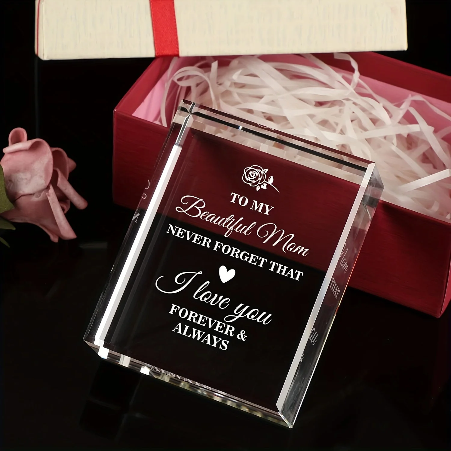 Cadeau Décoratif Émotionnel pour Femme – Plaque Gravée Message d’Amour pour Maman, Style Art Déco, Idéal Fête des Mères ou Anniversaire - Image 2