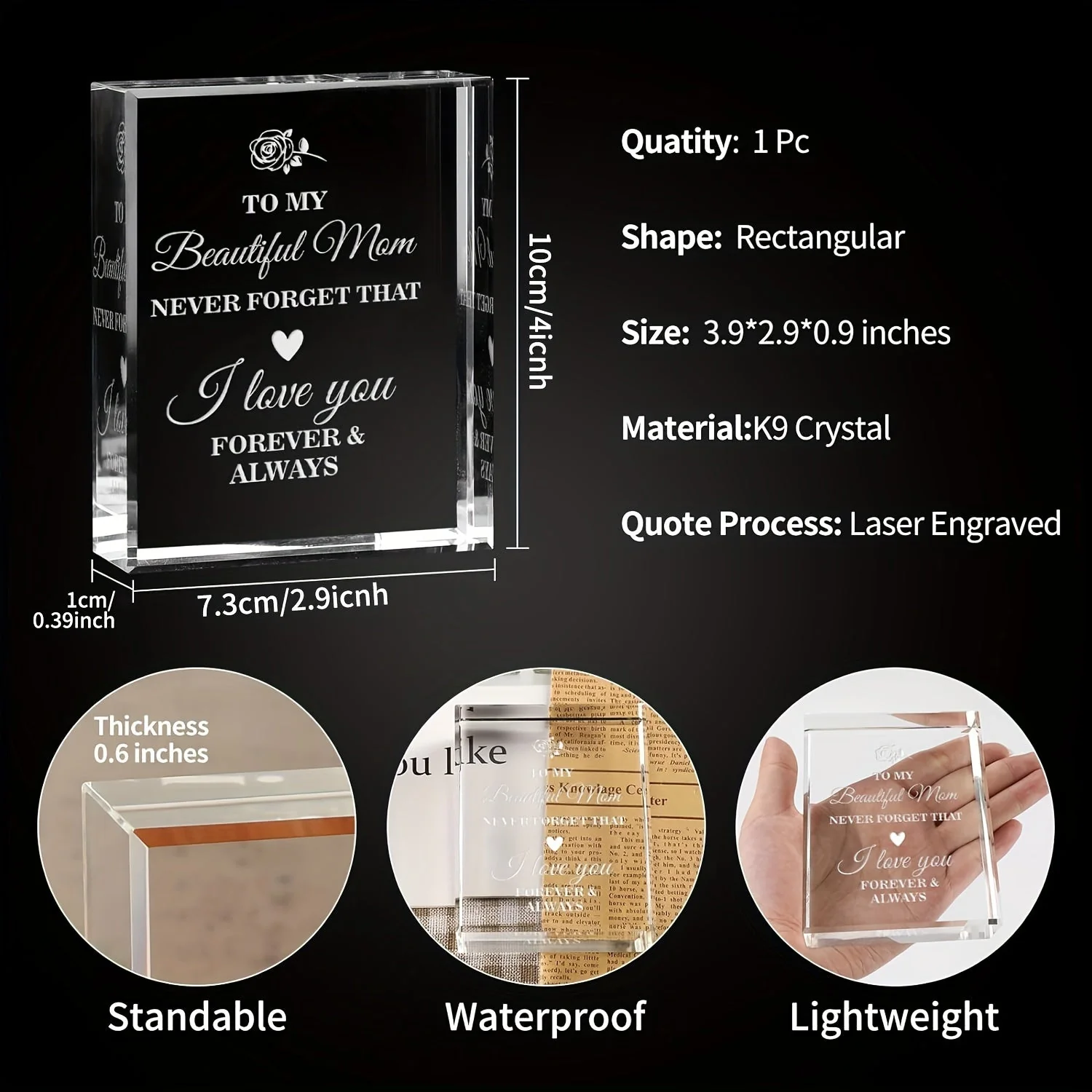 Cadeau Décoratif Émotionnel pour Femme – Plaque Gravée Message d’Amour pour Maman, Style Art Déco, Idéal Fête des Mères ou Anniversaire - Image 6