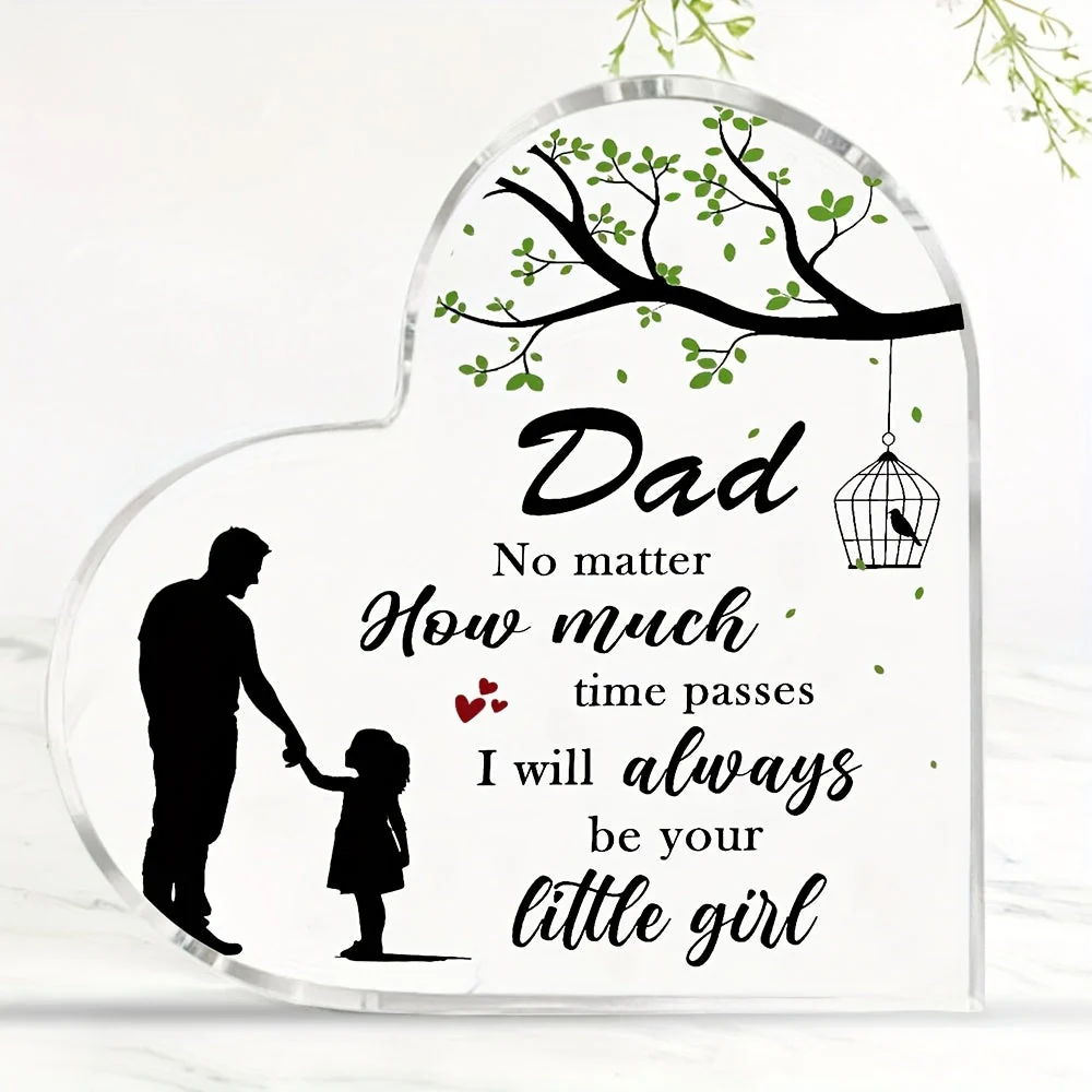 Cadeau Décoratif pour Papa – Plaque Cœur avec Message Émotionnel pour Fille, Style Moderne, Idéal Fête des Pères ou Anniversaire - Image 2