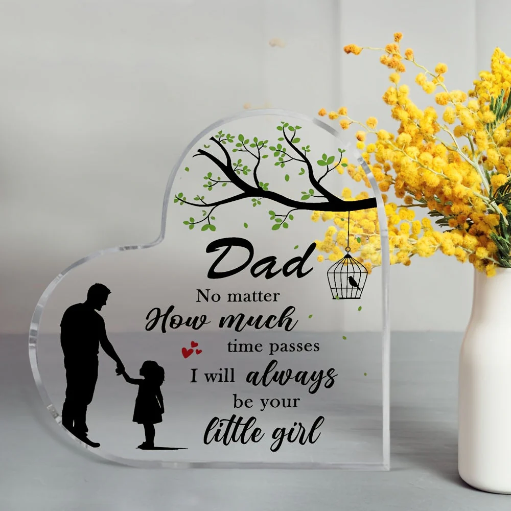 Cadeau Décoratif pour Papa – Plaque Cœur avec Message Émotionnel pour Fille, Style Moderne, Idéal Fête des Pères ou Anniversaire - Image 3