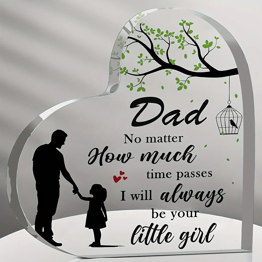 Cadeau Décoratif pour Papa – Plaque Cœur avec Message Émotionnel pour Fille, Style Moderne, Idéal Fête des Pères ou Anniversaire - Image 4