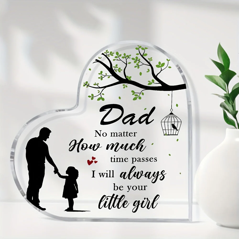 Cadeau Décoratif pour Papa – Plaque Cœur avec Message Émotionnel pour Fille, Style Moderne, Idéal Fête des Pères ou Anniversaire - Image 5