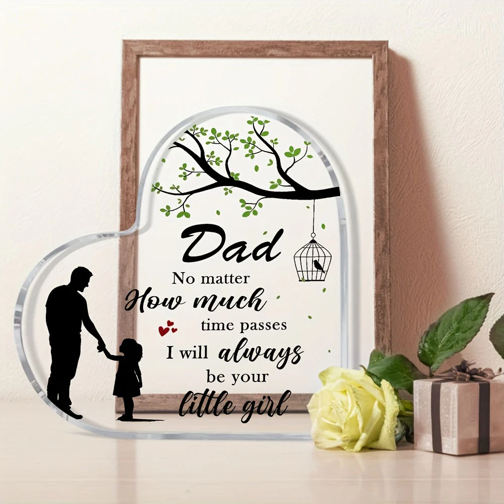 Cadeau Décoratif pour Papa – Plaque Cœur avec Message Émotionnel pour Fille, Style Moderne, Idéal Fête des Pères ou Anniversaire - Image 6