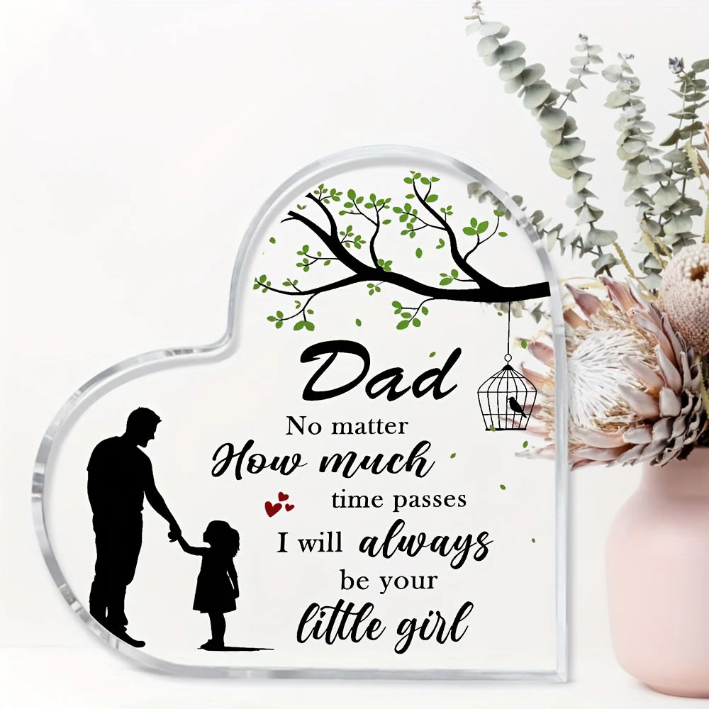 Cadeau Décoratif pour Papa – Plaque Cœur avec Message Émotionnel pour Fille, Style Moderne, Idéal Fête des Pères ou Anniversaire - Image 7