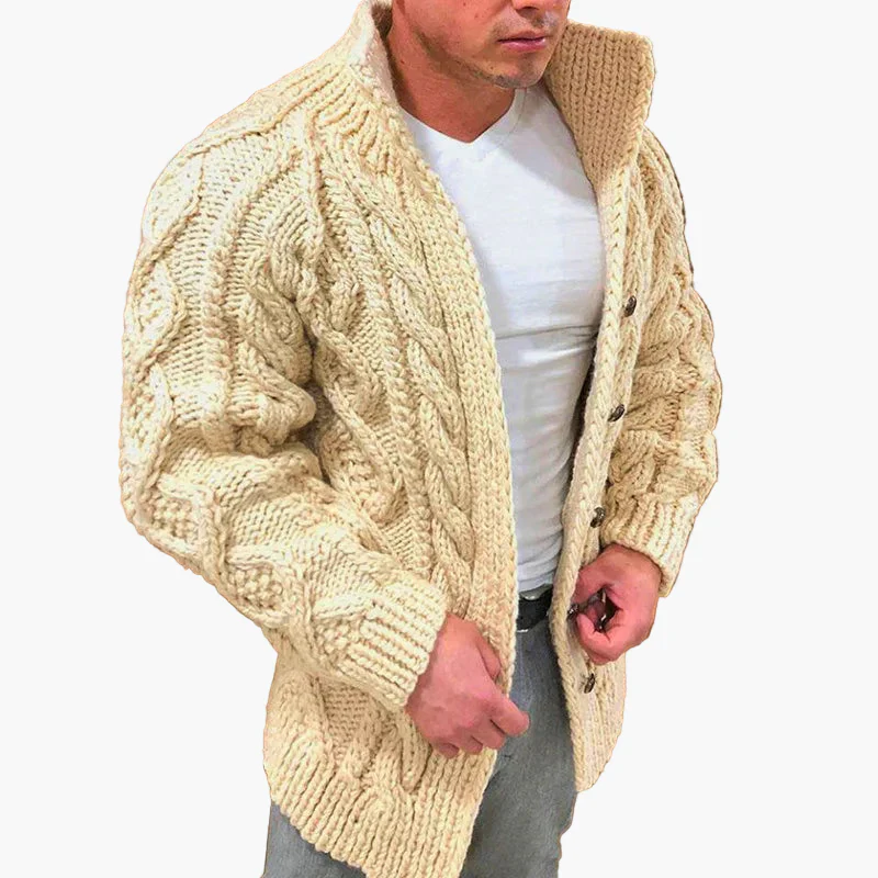 Cardigan épais à torsades pour homme – Style décontracté et élégant, idéal pour l’automne et l’hiver - Image 4