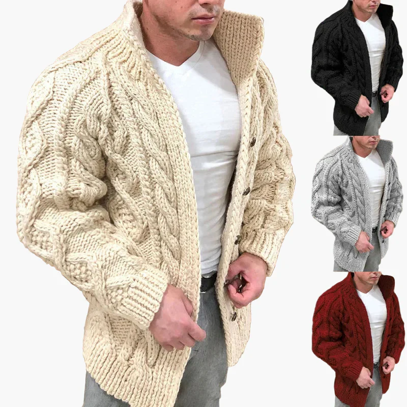 Cardigan épais à torsades pour homme – Style décontracté et élégant, idéal pour l’automne et l’hiver - Image 5