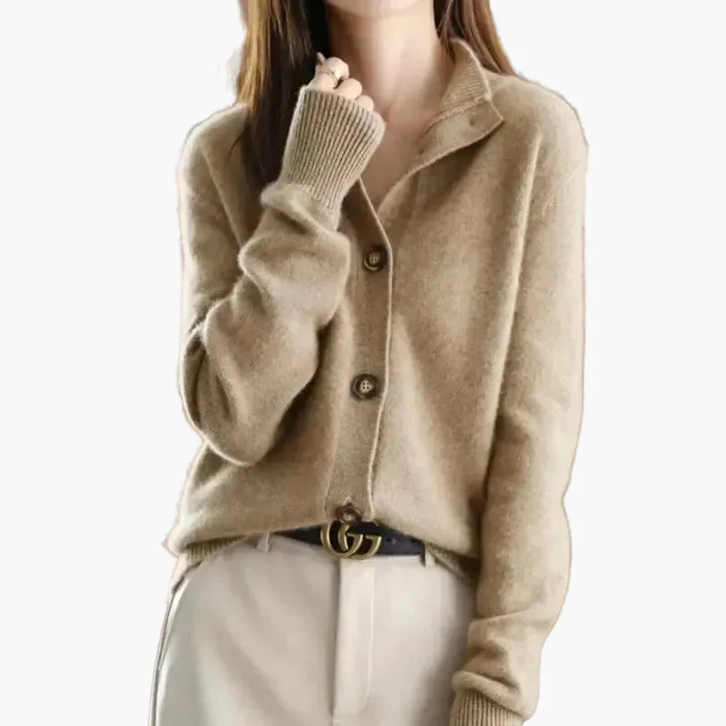 Cardigan femme élégant à col montant et boutons tendance pour un look décontracté chic - Image 3