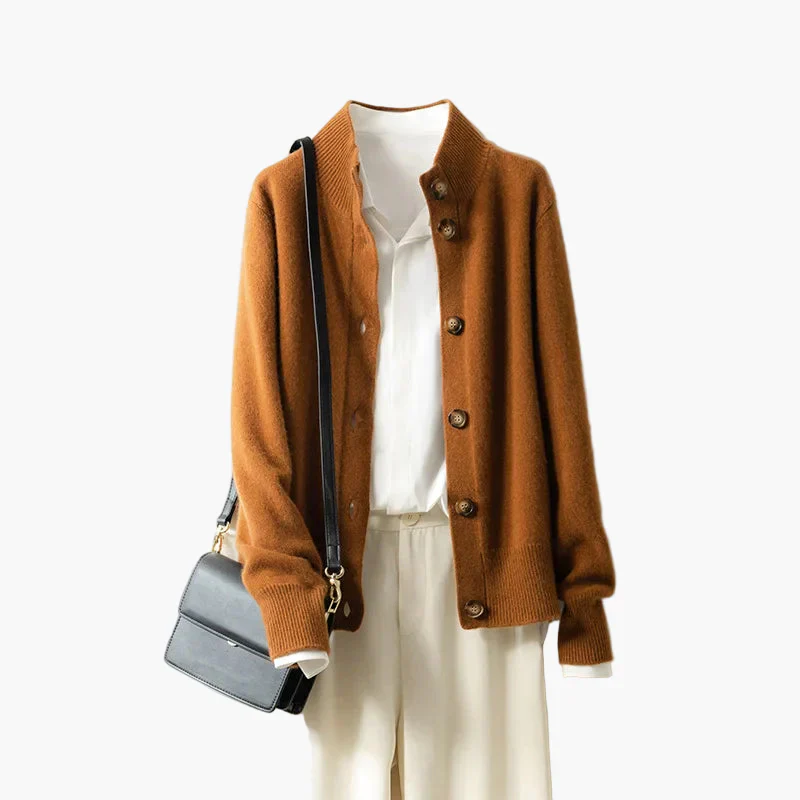 Cardigan femme élégant à col montant et boutons tendance pour un look décontracté chic - Image 5