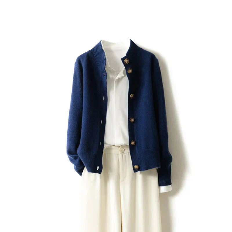 Cardigan femme élégant à col montant et boutons tendance pour un look décontracté chic - Image 7