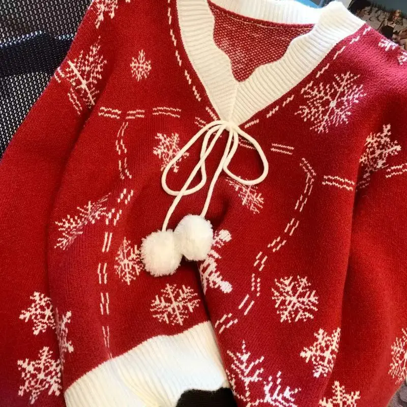 Cardigan Femme Style Hiver Noël Motifs Flocons de Neige – Idéal pour les Fêtes et l'Hiver - Image 3