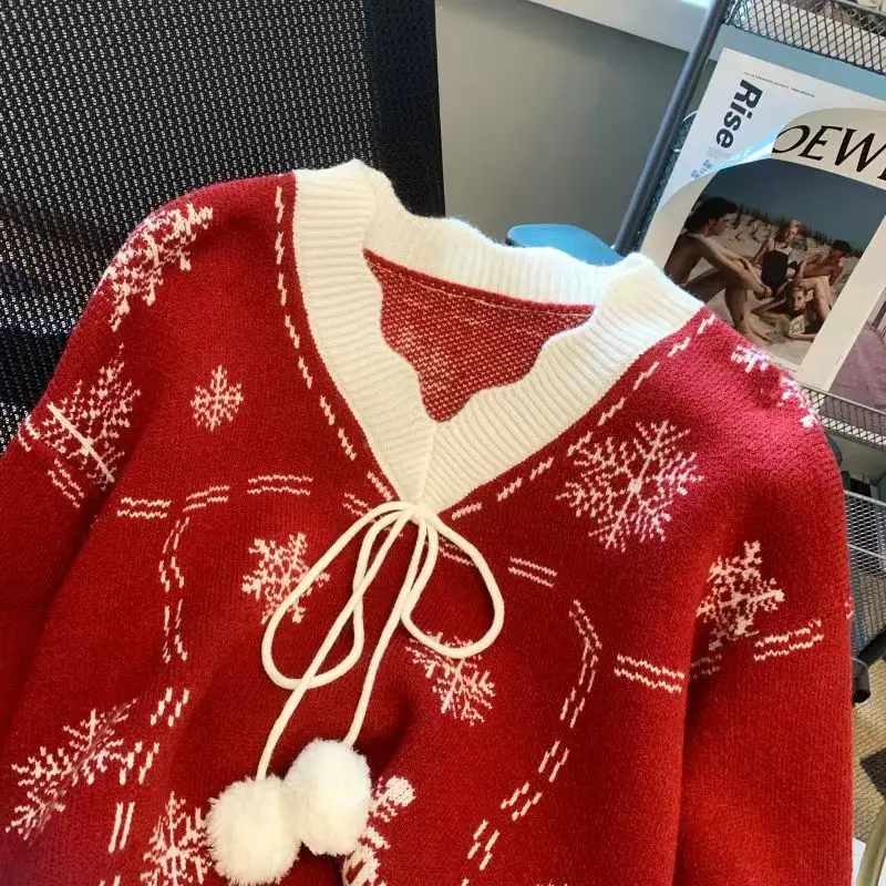 Cardigan Femme Style Hiver Noël Motifs Flocons de Neige – Idéal pour les Fêtes et l'Hiver - Image 4