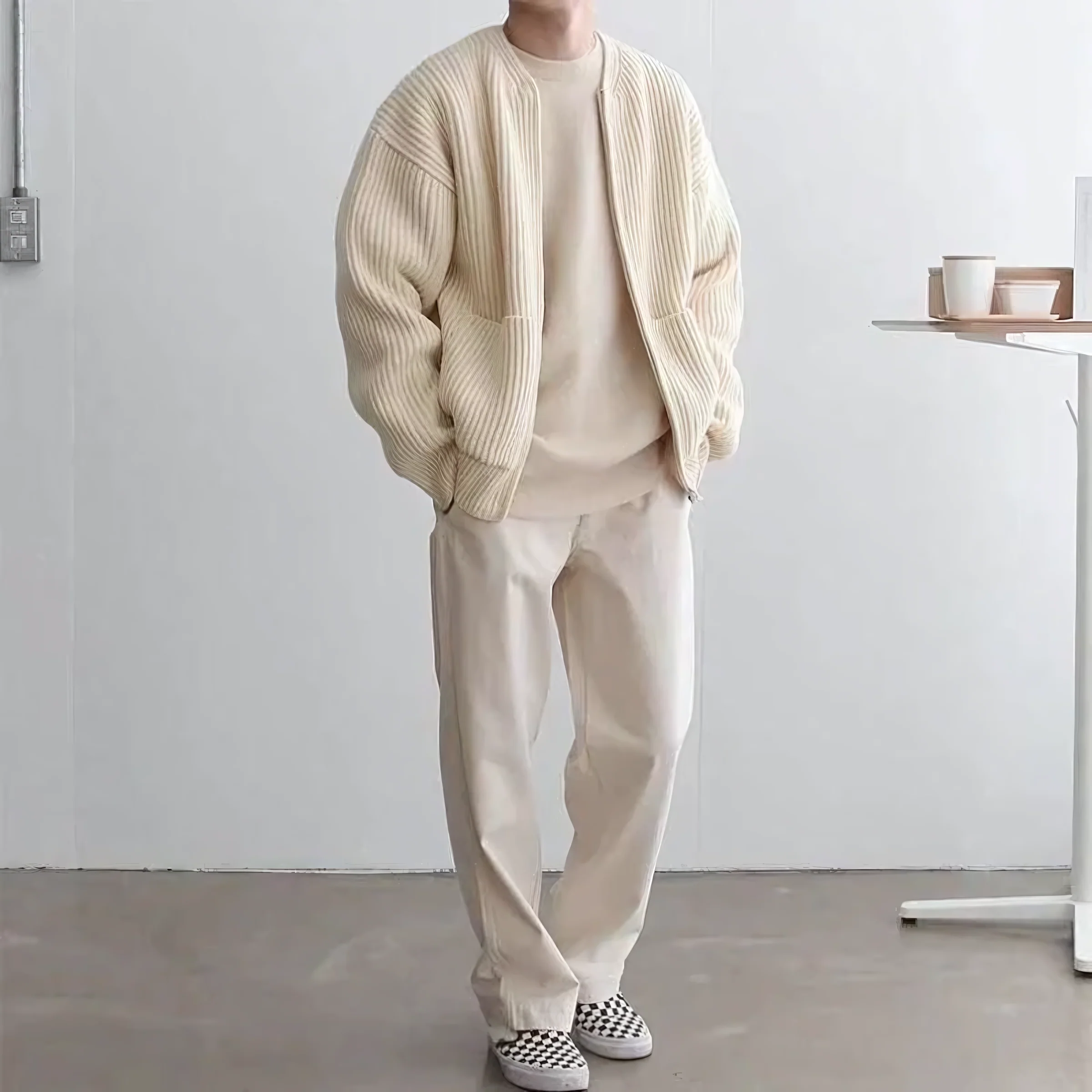 Cardigan homme style décontracté avec fermeture zippée et poches pour usage quotidien - Image 2
