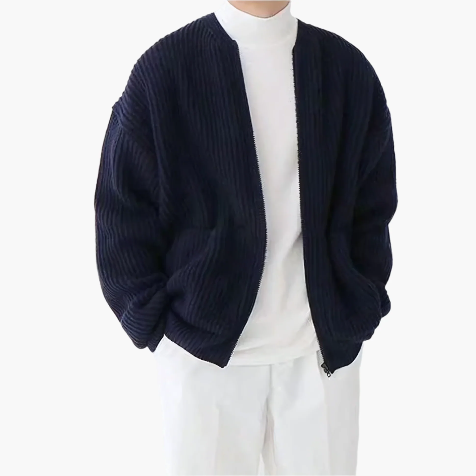 Cardigan homme style décontracté avec fermeture zippée et poches pour usage quotidien - Image 3