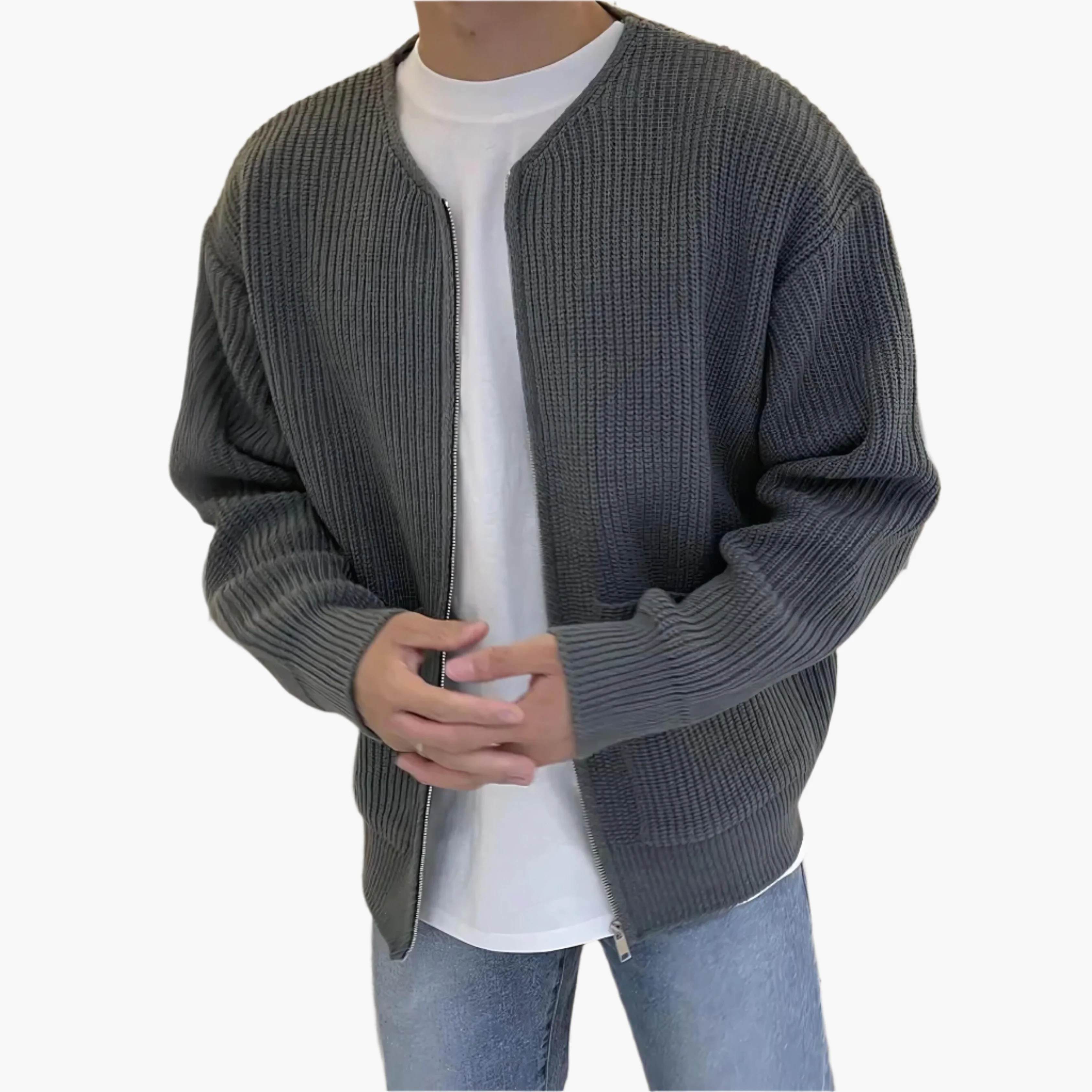 Cardigan homme style décontracté avec fermeture zippée et poches pour usage quotidien - Image 5