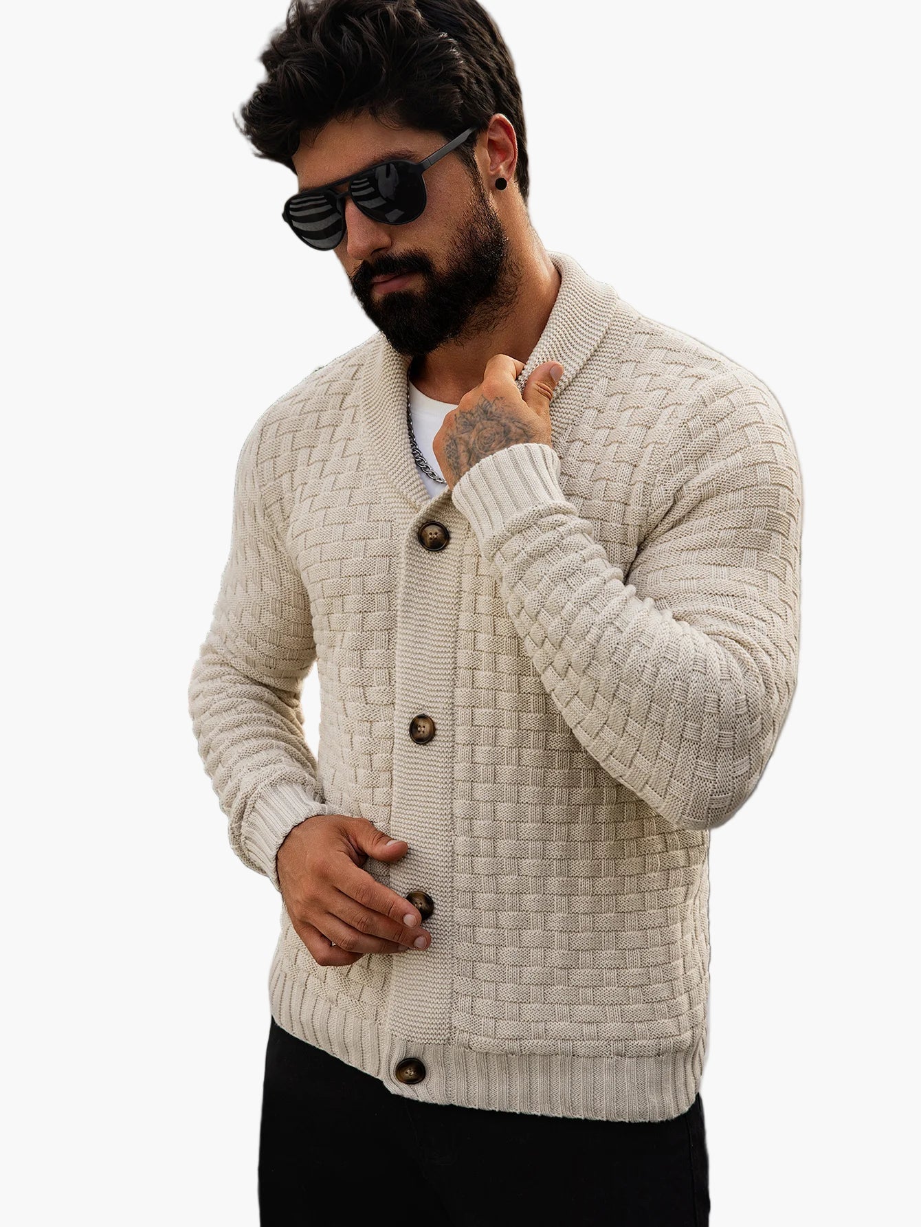 Cardigan homme style décontracté tricoté col châle pour look urbain et élégant - Image 2