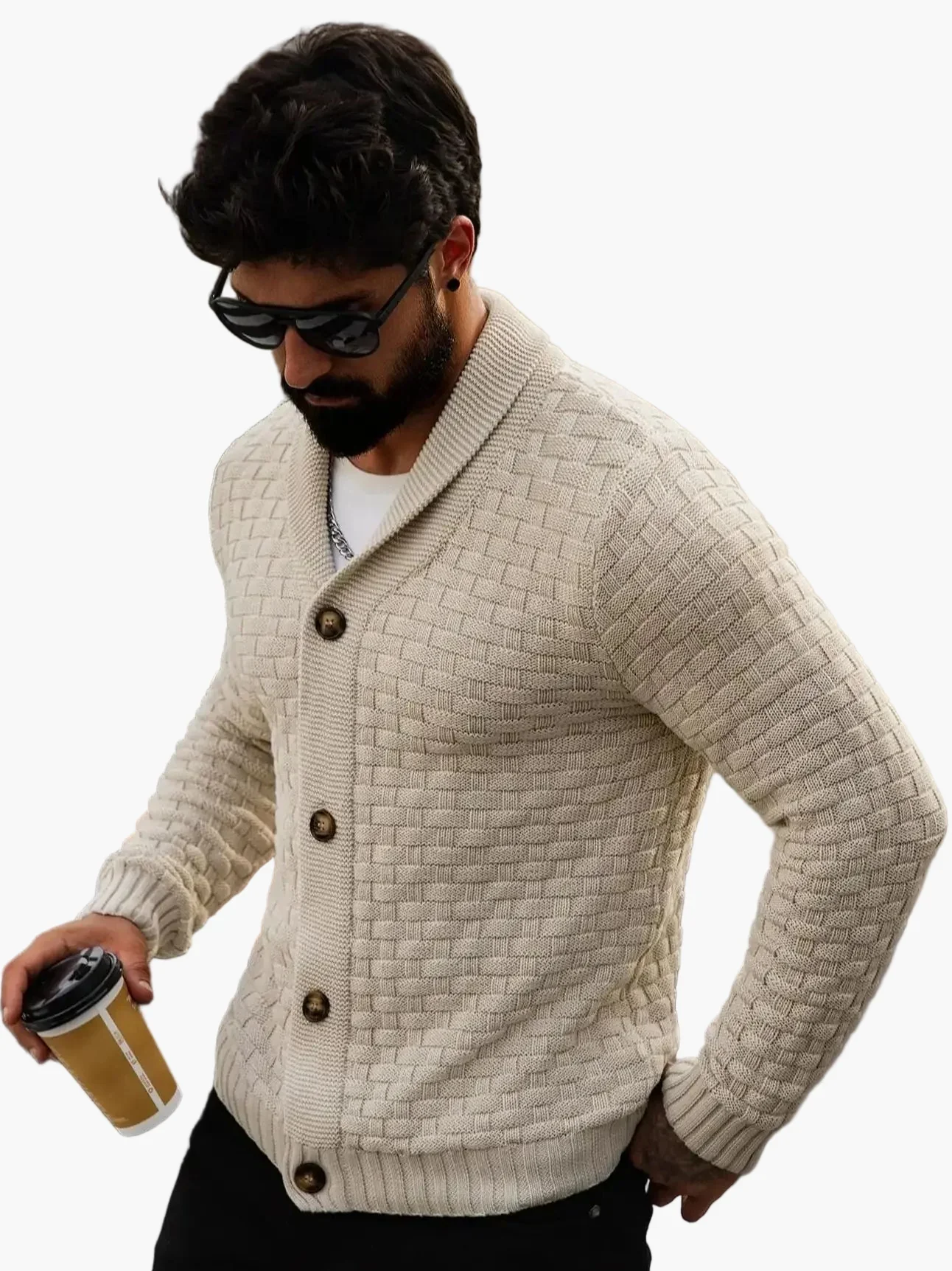 Cardigan homme style décontracté tricoté col châle pour look urbain et élégant - Image 5