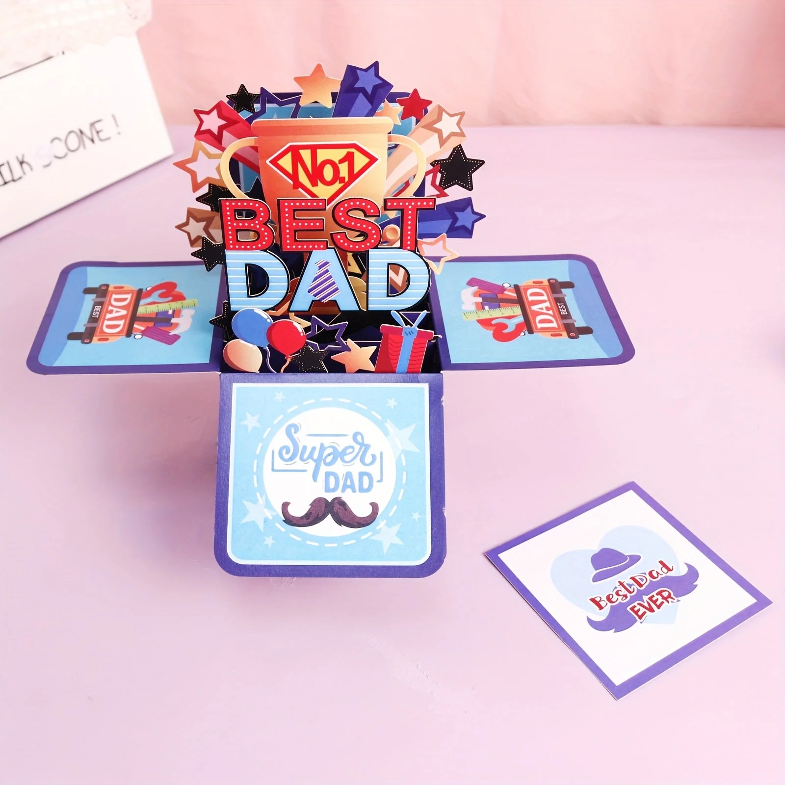 Carte Pop-Up 3D Fête des Pères pour Homme – Carte de Vœux Surprise Anniversaire, Style Festif Super Papa - Image 5